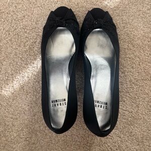 Stuart Weitzman Black Flats with Bow Detail